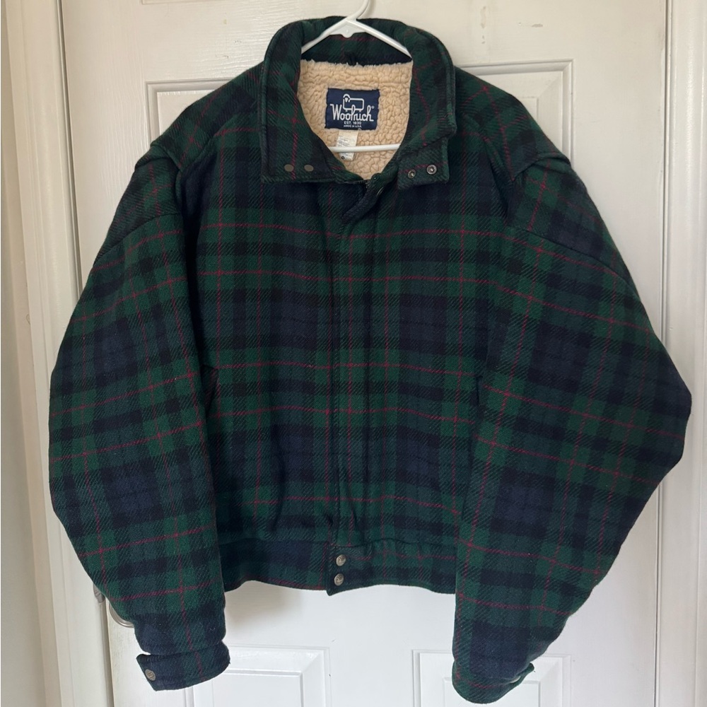 Woolrich Men's Vintage 80s Plaid Sherpa Lined Jacket